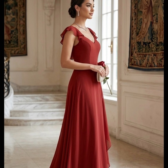 Azazie Dresses & Skirts - Azazie Burgundy Chiffon Gown